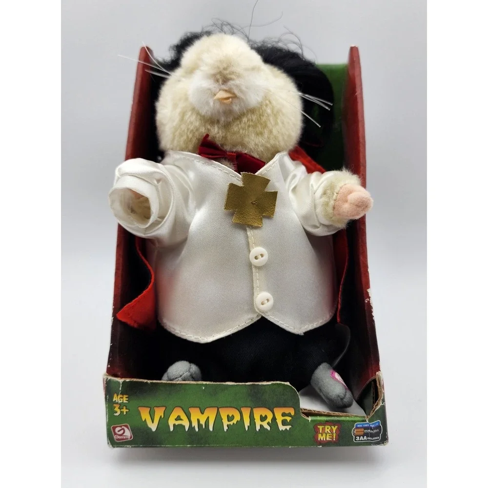 Gemmy Singing‎ Hamster in Dracula Costume Vampire Halloween NIB Vtg